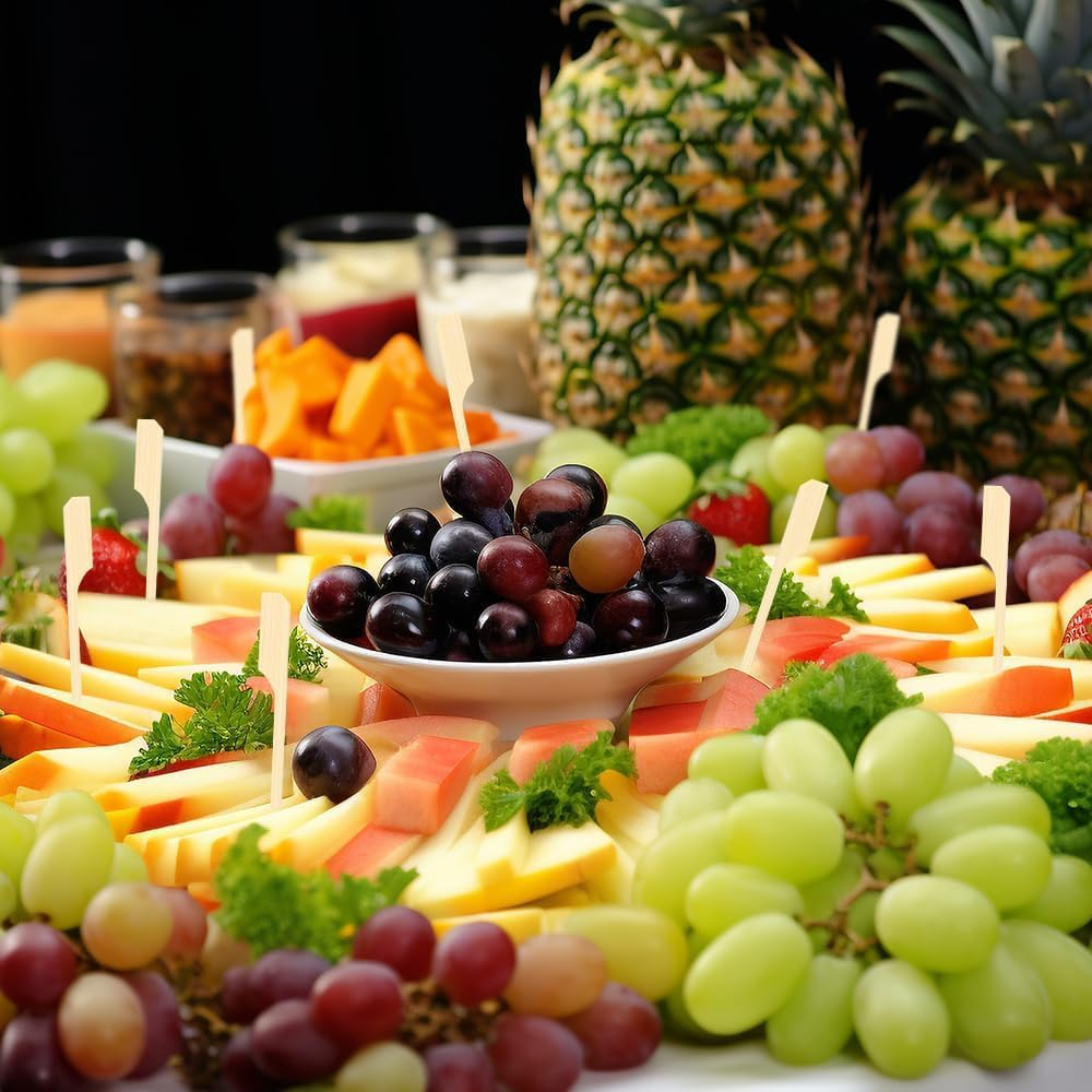 Bamboo Paddle Picks Skewers Toothpicks Bamboo Wooden Skewers, 200Pcs Bamboo Paddle Sticks Skewers,Flat Paddle Wooden Skewers Food Sticks Bamboo Skewers,Bamboo Skewers Wooden Paddle Picks for Cocktail image number 2