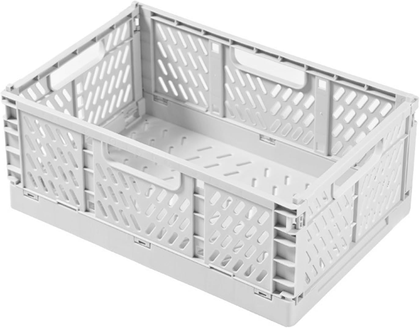 Wesoke Foldable Plastic Storage Basket, Small Collapsible Crates for Organizing, Medium Stackable Folding Organizer Bins for Desk Organization for Home Kitchen Bedroom Bathroom Office, White image number 6
