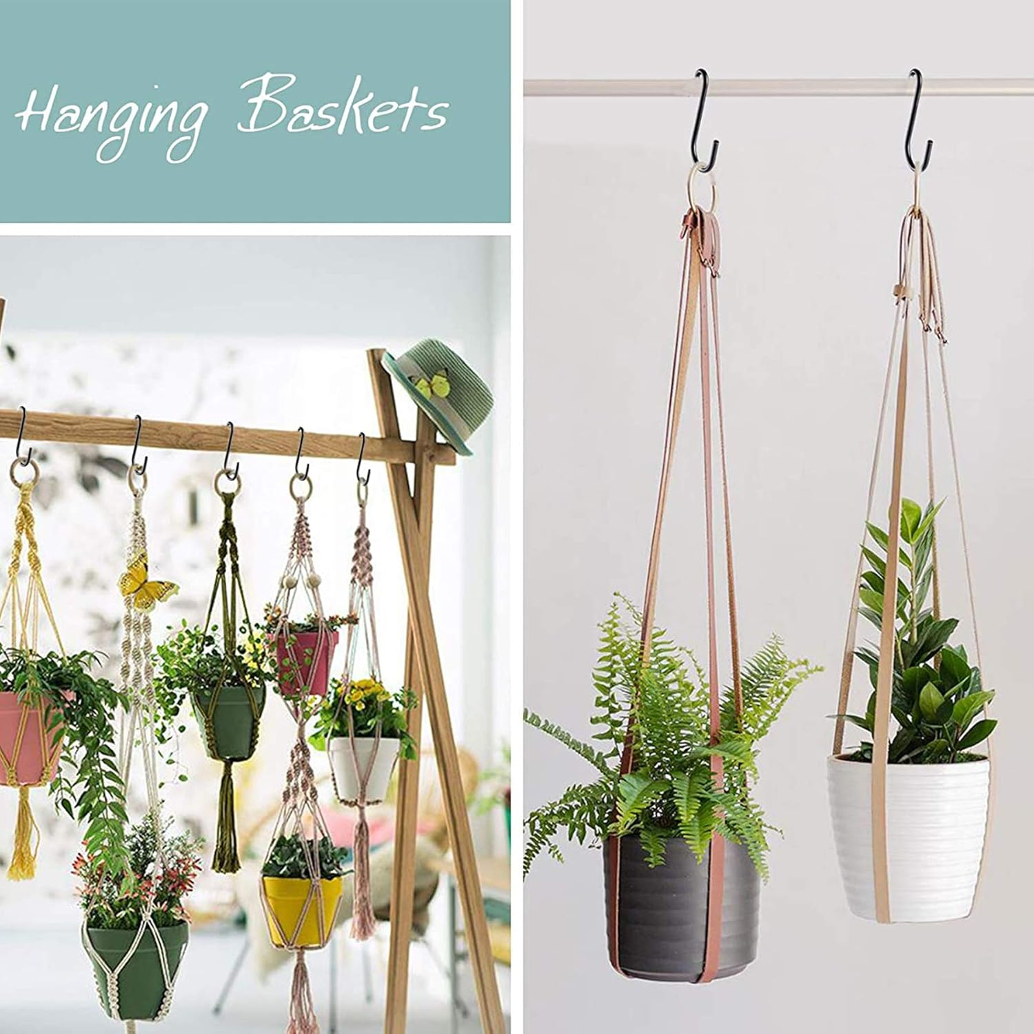 Yourgift Heavy Duty S Hooks Metal Hooks S Shaped Hanging Hangers for Kitchen, Bathroom, Bedroom and Office: Pan, Pot, Coat, Bag, Plants (20 Pcs/Black/4 Inch) image number 5