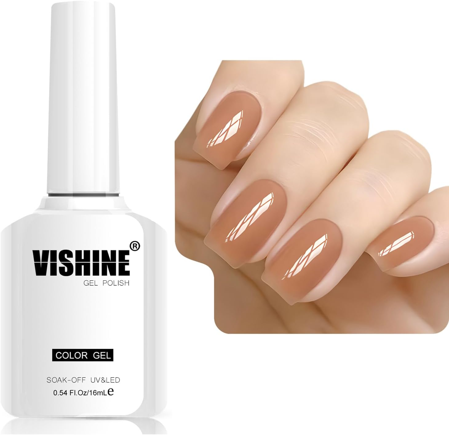 Vishine 16Ml Sheer Brown Nude Jelly Gel Polish Translucent Nude Crystal UV Gel DIY at Home Nail Art Soak off Brown Nude Shade E040