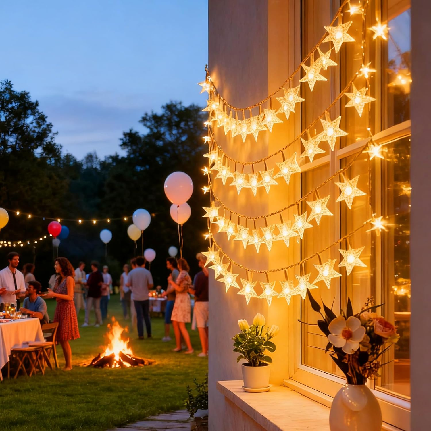 Star Fairy Lights, 6 M, 40 Pieces, LED Fairy Lights, Decoration Lightning for Party, Christmas, DIY, Wedding, Indoor Decoration, Outdoor image number 2