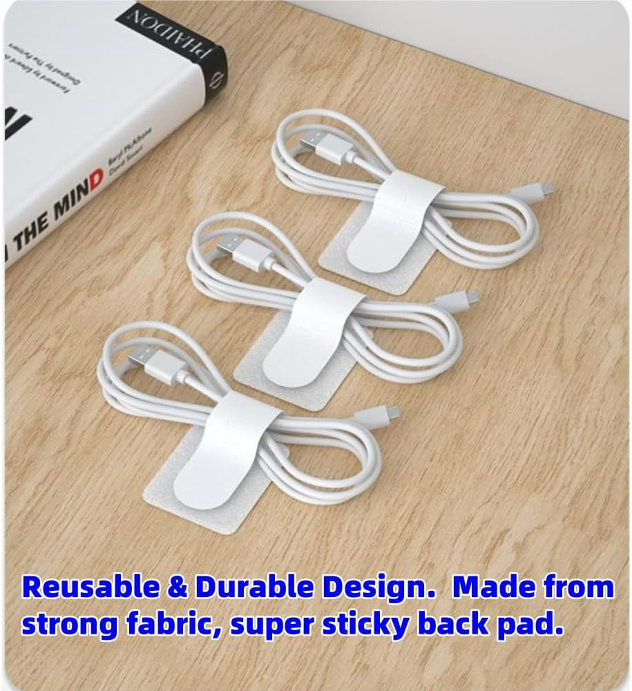 Leitunggupgraded Reusable Cable Ties, 40Pcs Self Adhesive Hook Loop Tape Heavy Duty, Multi-Purpose Sticky-Back Cord Organizer, Cable Management for Organizing Home,Office Essentials. image number 2