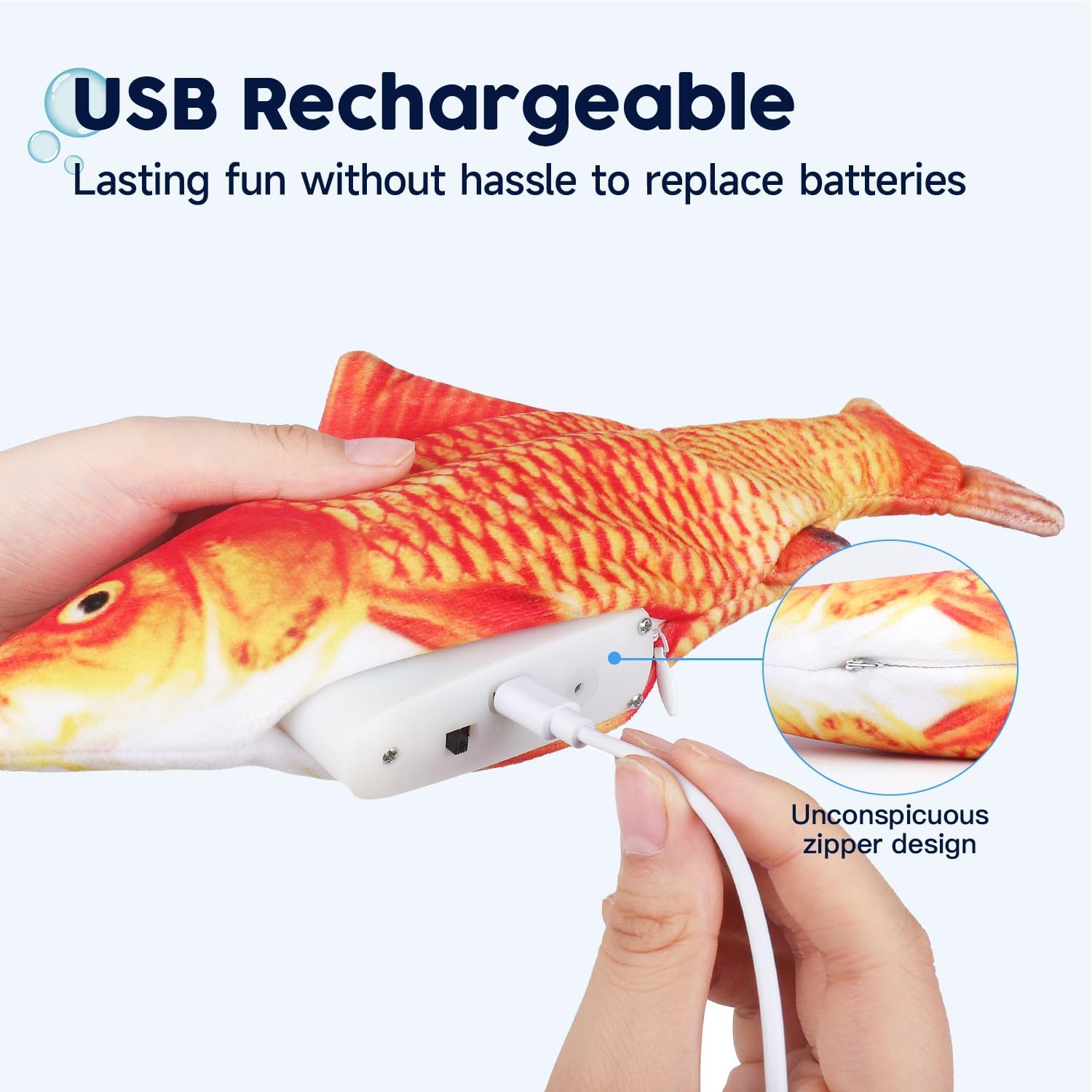 Potaroma Cat Toys Flopping Fish with Silvervine and Catnip, Moving Cat Kicker, Floppy Wiggle Fish for Small Dogs, Motion Kitten Toy Interactive Cat Exercise Toys, Mice Animal Toys 10.5" - Bright Red image number 4