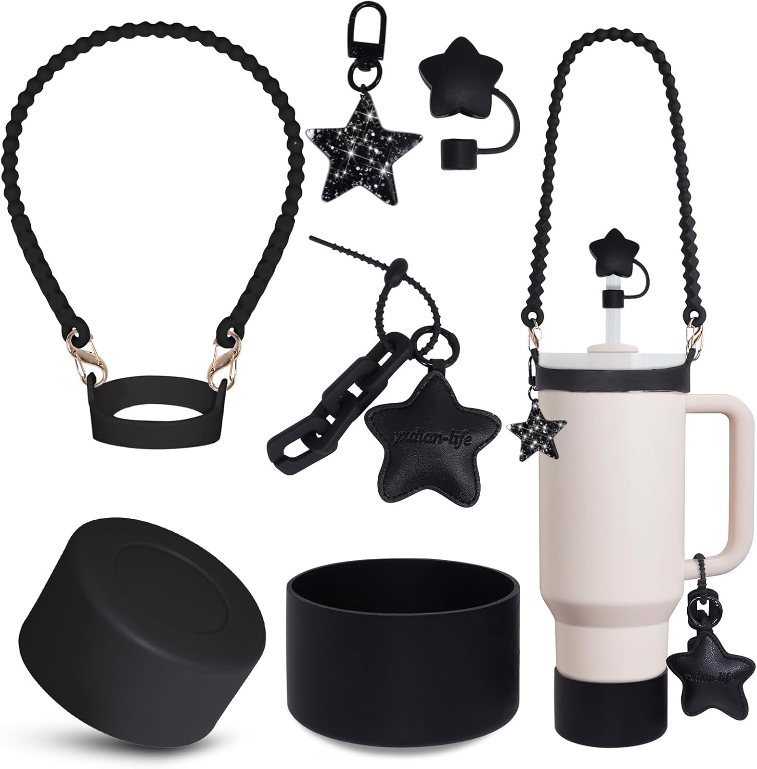 Stanley Cup Accessories Set 30&40 Oz, Includes 0.4In Straw Covers, Water Bottle Handle Strap, Cute Stanley Charms and Silicone Boot.