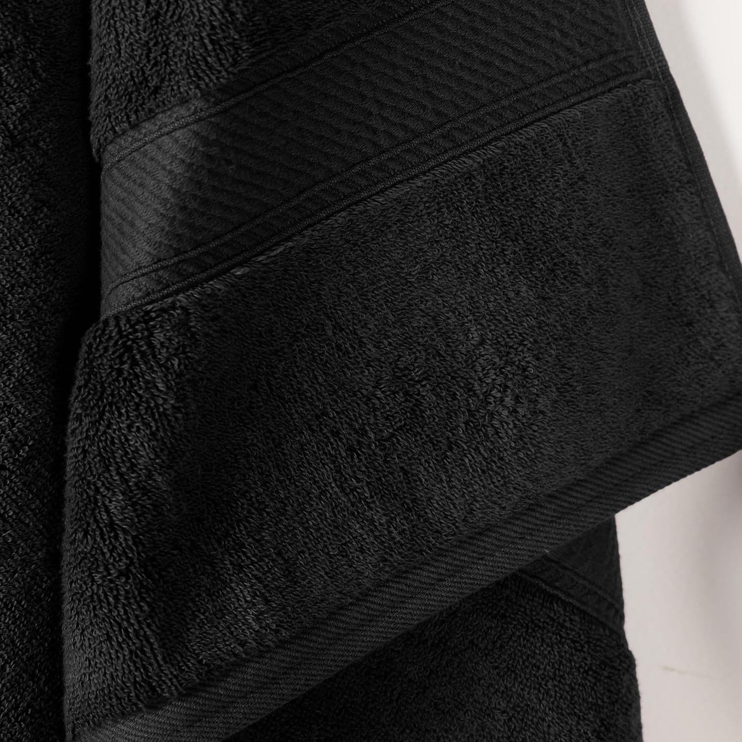 Superior 900 GSM Luxury Bathroom Towels, Made of 100% Premium Long-Staple Combed Cotton, Set of 2 Hotel & Spa Quality Bath Towels - Black, 30" X 55" Each