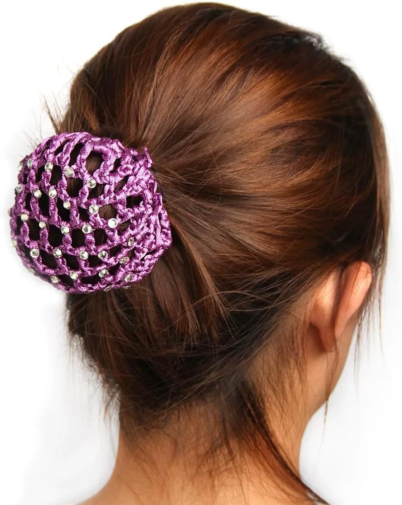 TSUOUKL Pack of 5, Net for Hair, Hair Nets Hairstyles, Hair Net, Hair Net, Bun Net, Ballet Bun Net, Crystal Hair Net, Bun Ballet Girl, Bun Glitter, Bun Nets (With Rhinestones) image number 3