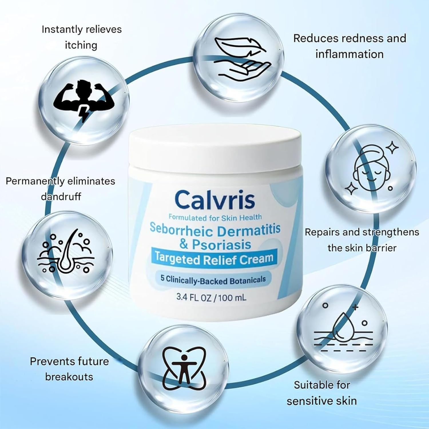 Calvris Scalp Relief Balm, Beard Recovery Cream, Natural Moisturizing, for Soft and Soothed Scalp and Skin, for All Skin Types (2Pcs) - 2Pcs image number 5