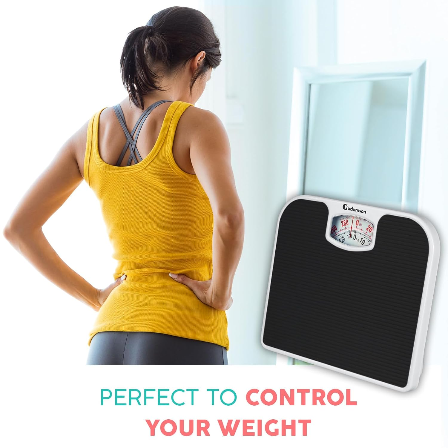 Adamson A21 Analog Scales for Body Weight - up to 300 LB - New Version - Anti-Skid Rubber Surface + Large Numbers - Analog Bathroom Scale - Affordable - Durable with 20-Year Assurance - Black image number 5