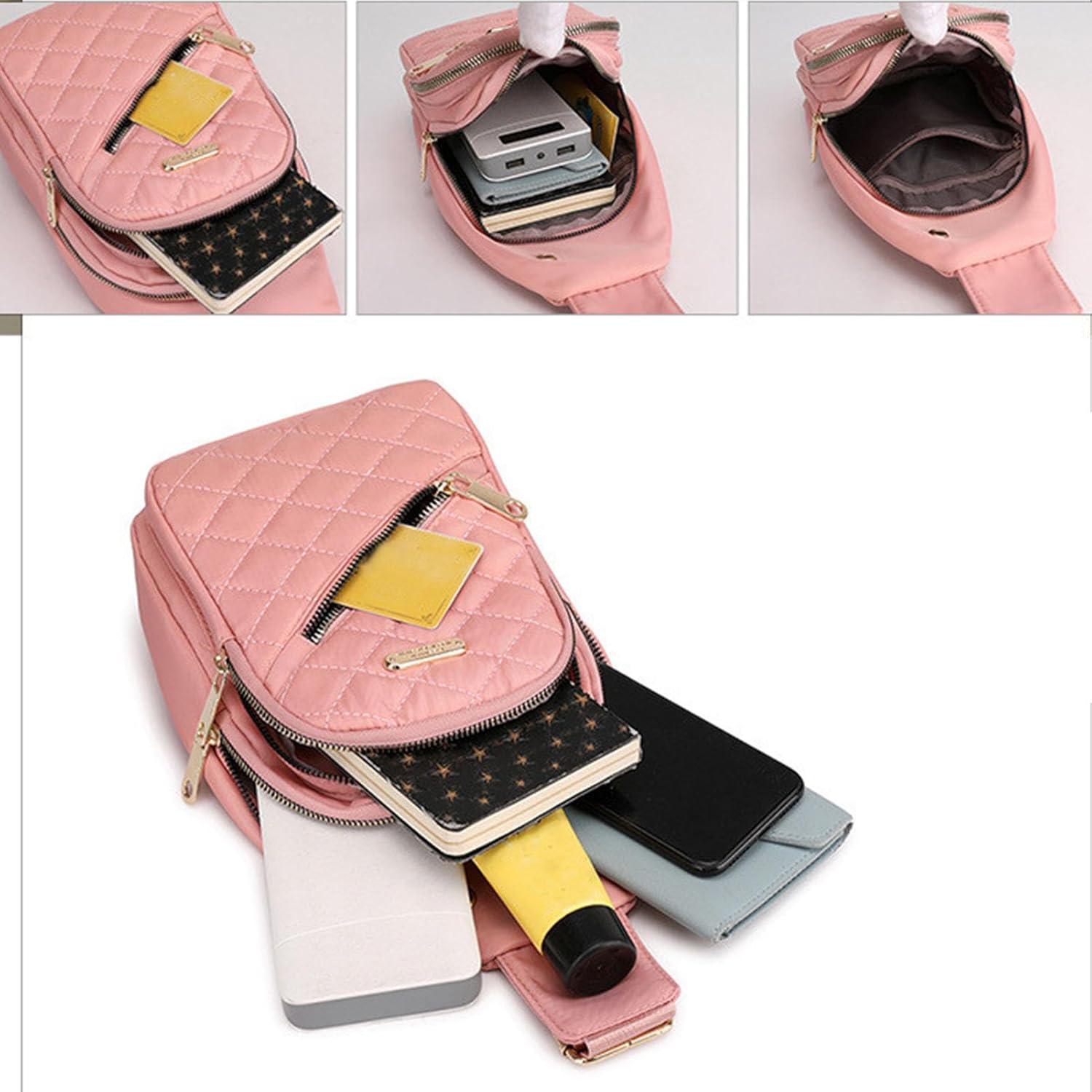 Womens Sling Bag,Shoulder Backpack Casual Sling Pouch Sling Satchel Bag - Adjustable Strap, Lightweight Shoulder Front Pack for Running, Walking, Hiking, Travel image number 4