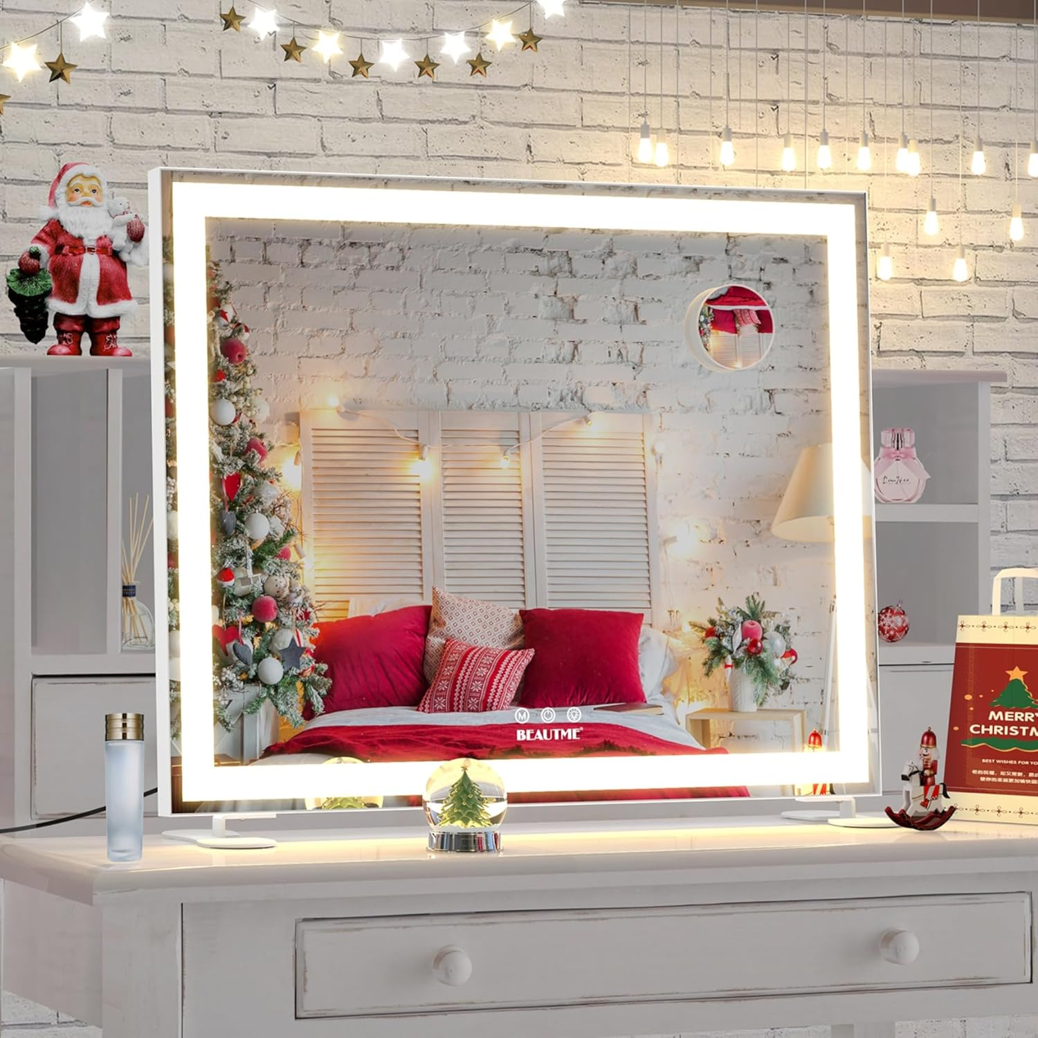 Vanity Mirror with Lights for Tabletop,Hollywood Lighted Makeup Mirror for Dressing Room & Bedroom,Big Desk Mirror Vanity, White, 600&times;150&times;507Mm image number 3