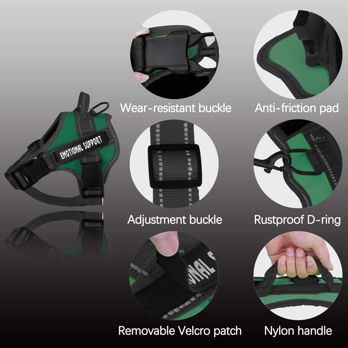 Voopet Service Dog Harness, No-Pull Emotional Support Pet Vest Harness, Reflective Breathable and Adjustable Pet Halters for Small Medium & Large Dogs (With 4 PCS Dog Velcro Patches) image number 2