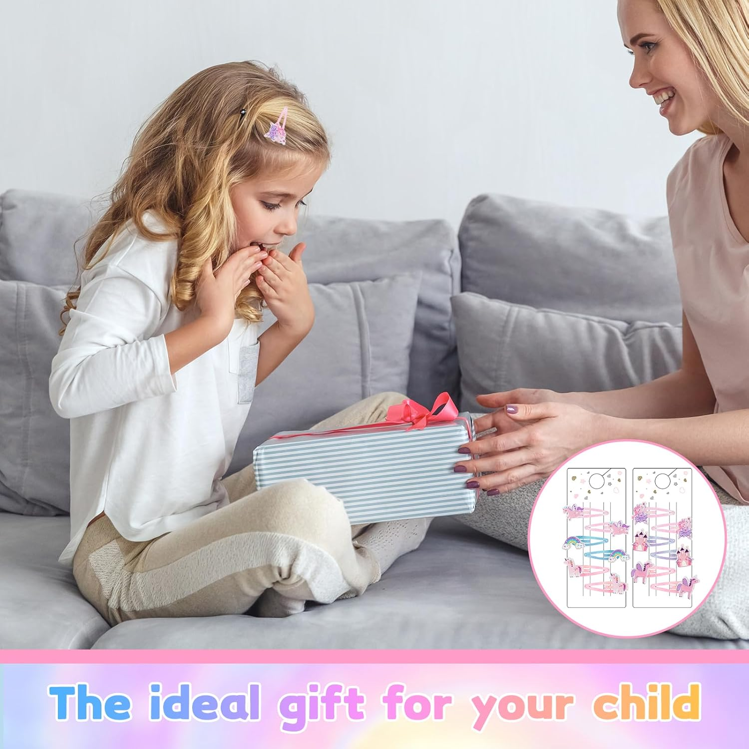 Pack of 12 Hair Clips Girls Unicorn Hair Accessories Clips Hair Clips Children Multicoloured Glitter Unicorn Hair Clips Cute Cartoon Clips for Girls Children Baby Gifts image number 5