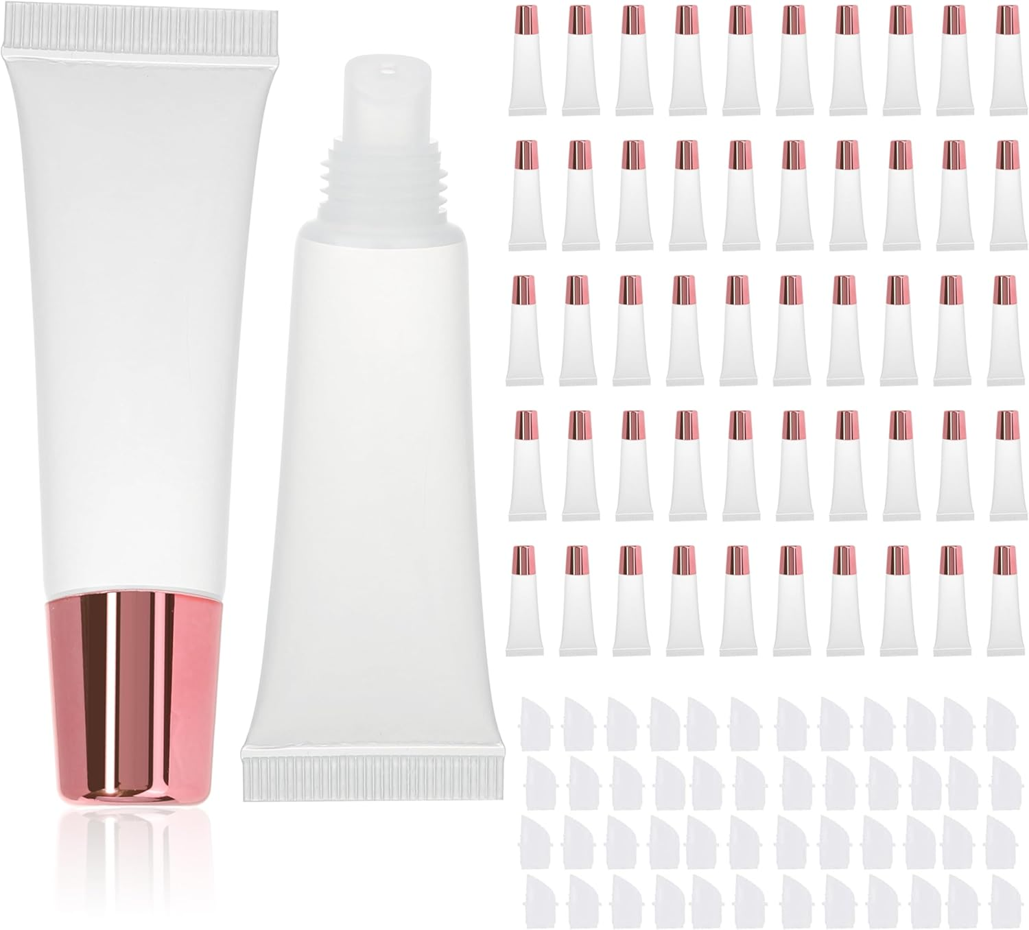 COSIDEA 50Pcs Empty Squeeze Lip Gloss Tube 10Ml / 0.33 OZ Soft Lipgloss Tubes Packing Container Wholesale in Bulk for Lip Oil, Pink