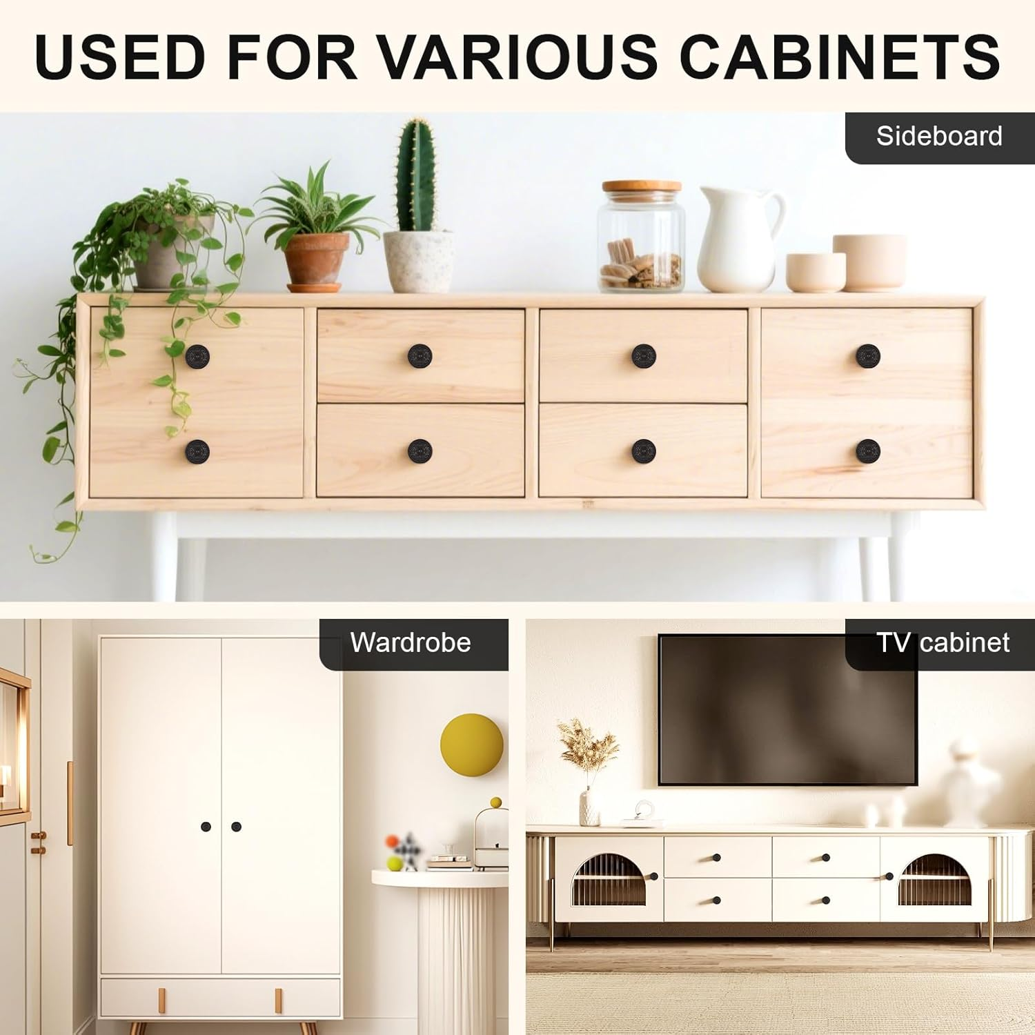 Ynewl Pack of 12 Vintage Furniture Handles, 30 Mm round Furniture Knobs with Screws Screwdriver, Floral Pattern Cabinet Knobs - Used for Cupboards, Wardrobes, Furniture and Hardware Handles (Black image number 1