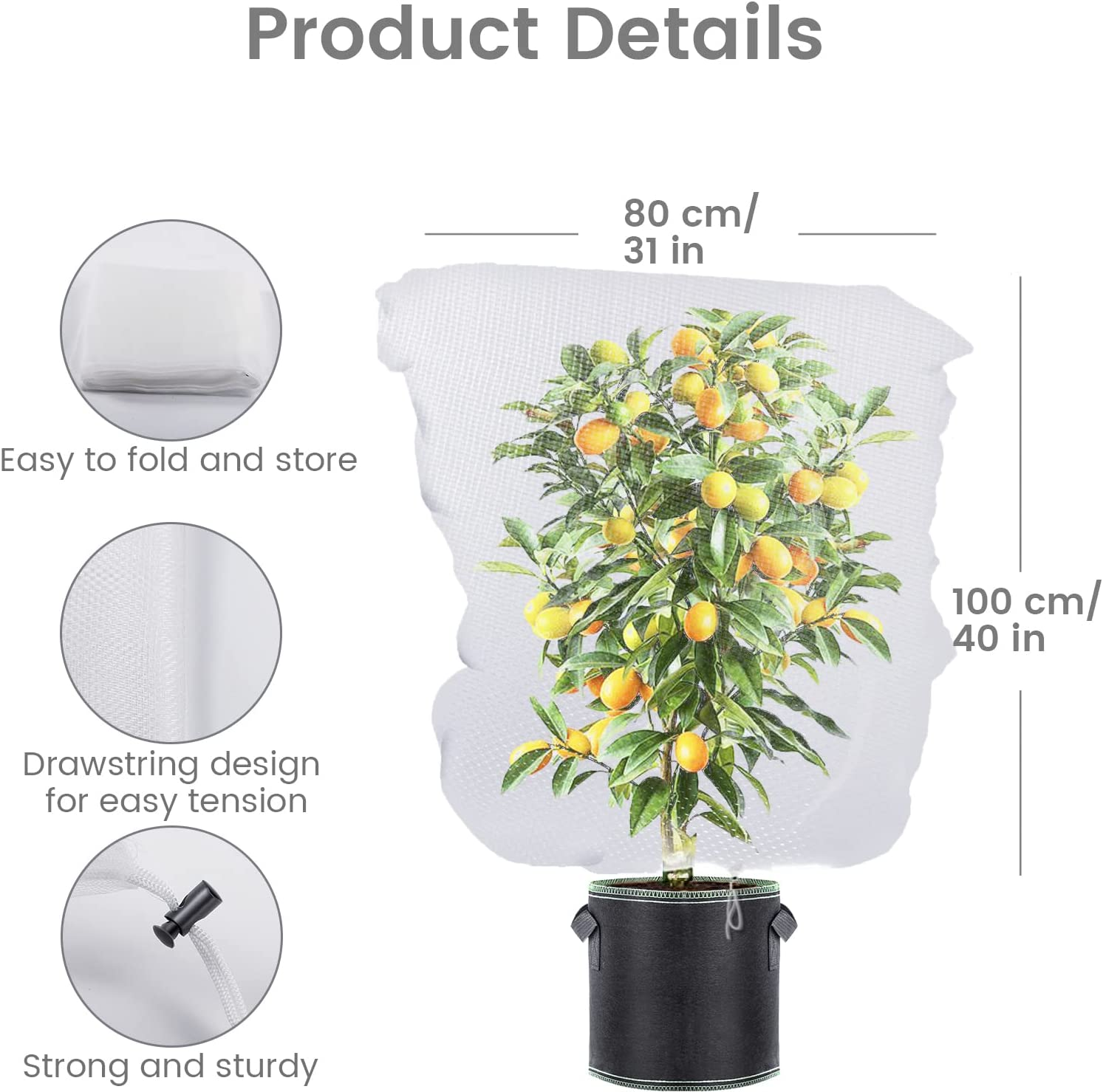 3 Pack Garden Netting Garden Plant Fruits Protection Netting Covers Bags with Drawstring, 3.3Ft X 2.6Ft Garden Plant Netting Barrier Bags, Insect Bird Barrier Netting Mesh for Vegetables image number 2