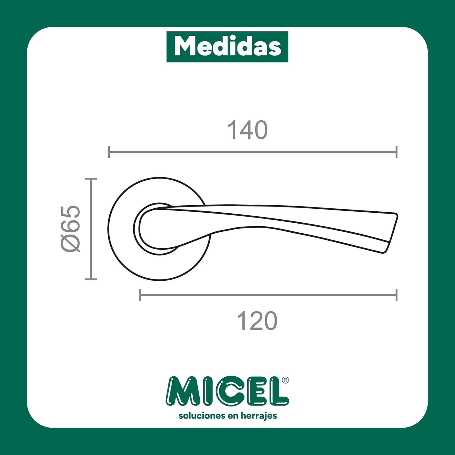Micel - 07081 - Door Handle Set with Wide Rosette (65 Mm) and Aluminium Lever Brass Finish Shiny Gold 135 X 65 X 65 Mm image number 3