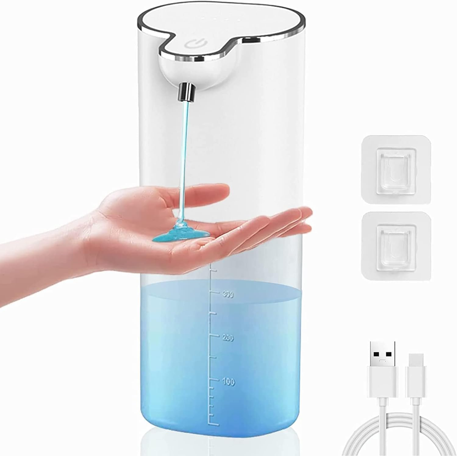 Youker Soap Dispenser Automatic Liquid Soap Dispenser 13.5Oz/400Ml Wall Mount Liquid Dispenser USB Rechargeable Touchless Hand & Dish Soap Dispenser Waterproof Pump for Bathroom Kitchen