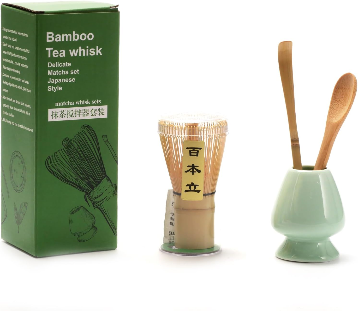 4PCS Matcha Tea Whisk Set, Tea Steeper Matcha Tools for Stirring Matcha, Natural Matcha Whisk image number 6