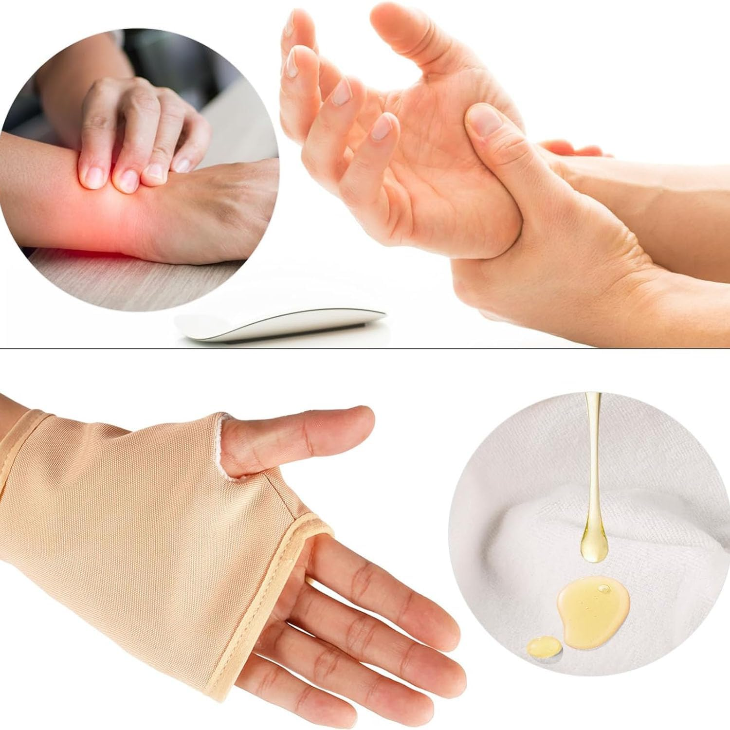 2 PCS Castor Oil Packs for Hands and 1 PCS Castor Oil Packs for Neck, Reusable Hand Castor Oil Wrap Adjustable Castor Oil Pads Prevent Leakage, Universal for Both Women and Men (Khaki) image number 5