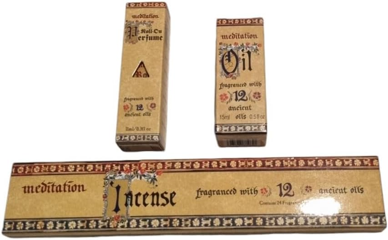 Meditation Range Perfume Roll on Incense Burner Oil Gift Set