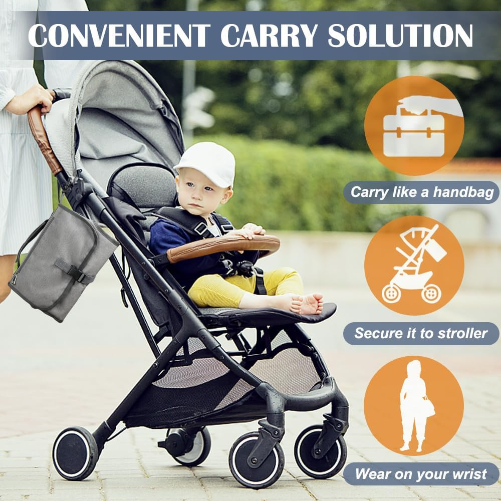 TINY SPARK Portable Diaper Changing Pad, Portable Changing Mat Baby Changing Pad with 4 Pockets Waterproof Travel Changing Kit for Home Uasge and Travel image number 3