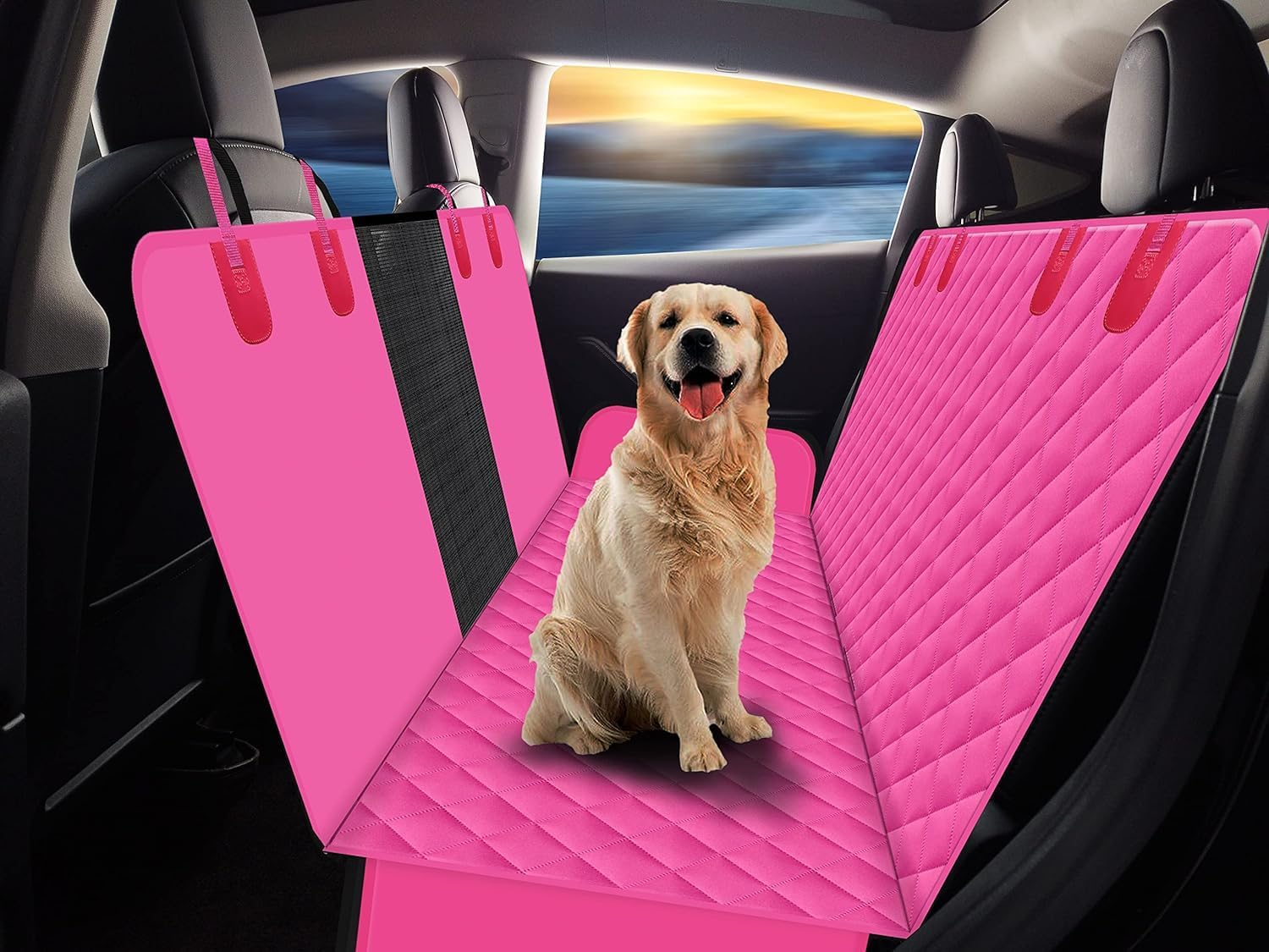 GXT Dog Back Seat Cover Protector for Cars SUV and Trucks with Mesh Window, Scratchproof Nonslip and Waterproof Material(Pink) image number 2