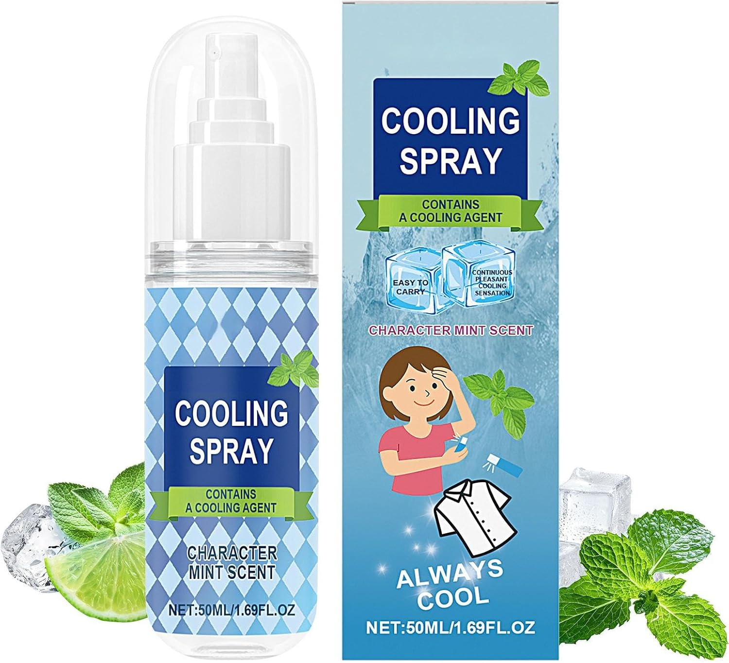 Filvczt Cooling Body Spray | Refreshing Cooling Spray 50Ml,Ice Mist Moisturizing UV Protection Liquid for Daily Commute Outdoor Hot Weather Beach Golf Sports Hiking Travel