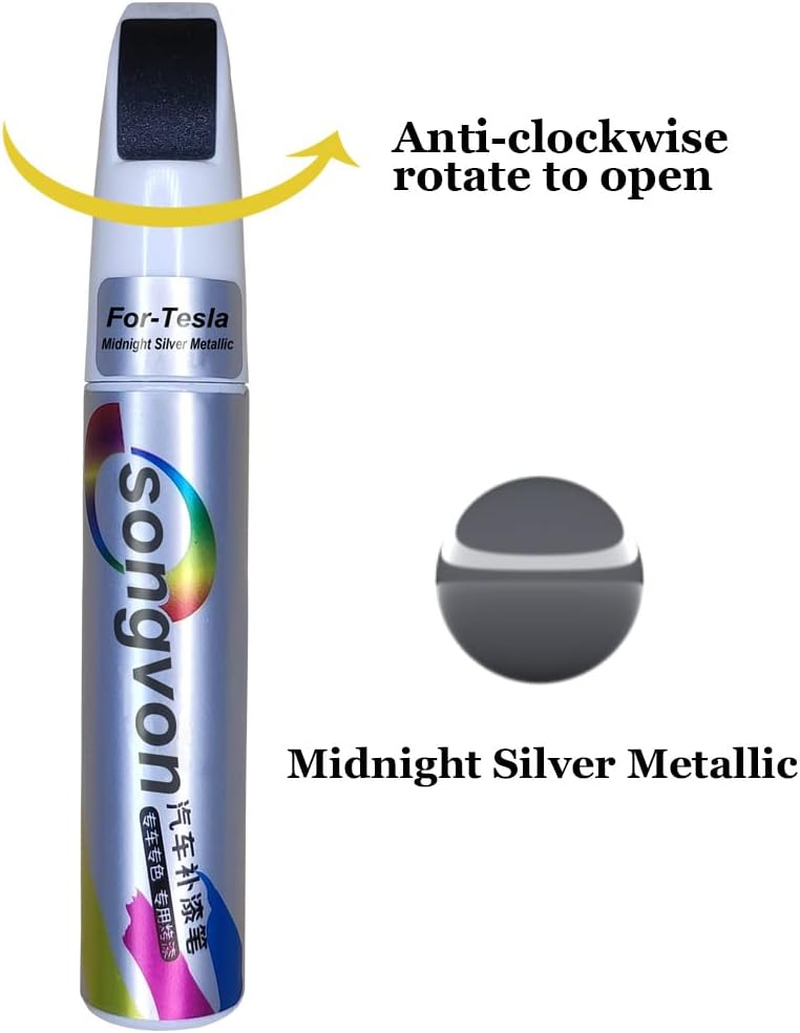 Silver Car Touch up Paint for Tesla Model 3 Model Y Mseries (Midnight Silver Metallic) image number 3