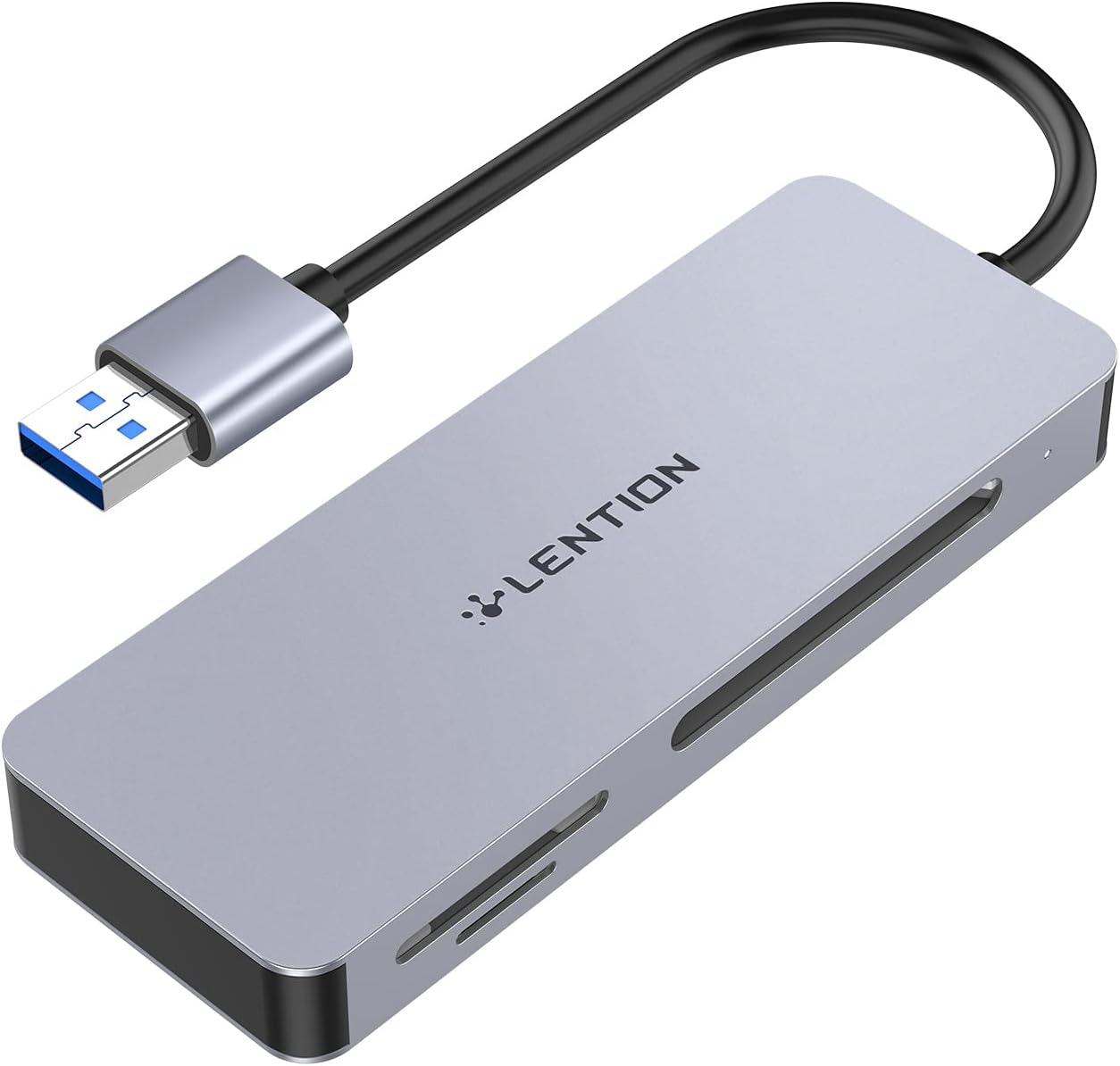LENTION USB 3.0 to Cf/Sd/Micro SD Card Reader, SD 3.0 & CF Type I Memory Card Adapter Compatible Macbook Air/Pro, Surface Book/Pro, Chromebook, More, Stable Driver Certified (CB-H12, Space Gray) image number 5