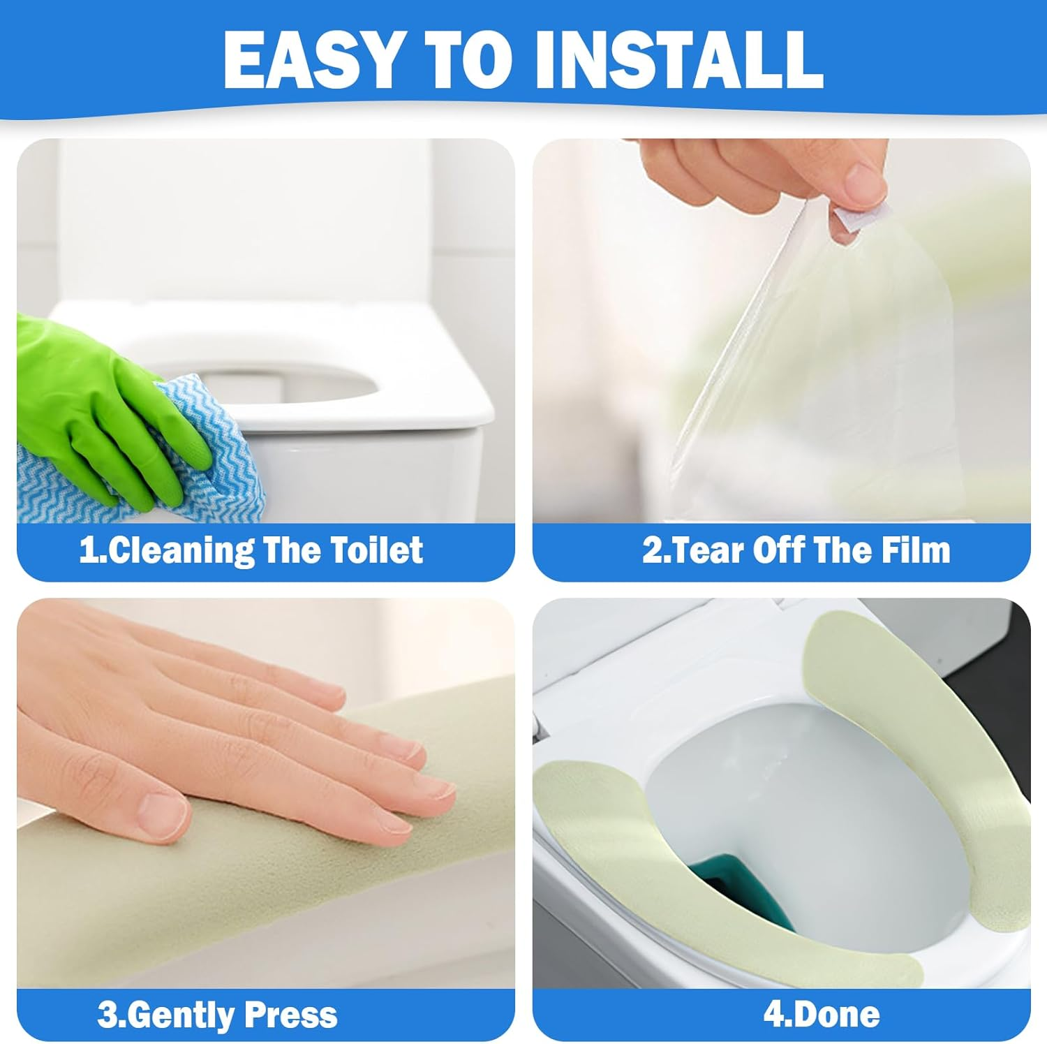 Iensen Thin and Warm Toilet Seat Cover Pad &ndash; Self-Adhesive, Adjustable and Cut-To-Fit, Comfortable and Easy to Clean, Perfect for Home Bathrooms (Pink) image number 1