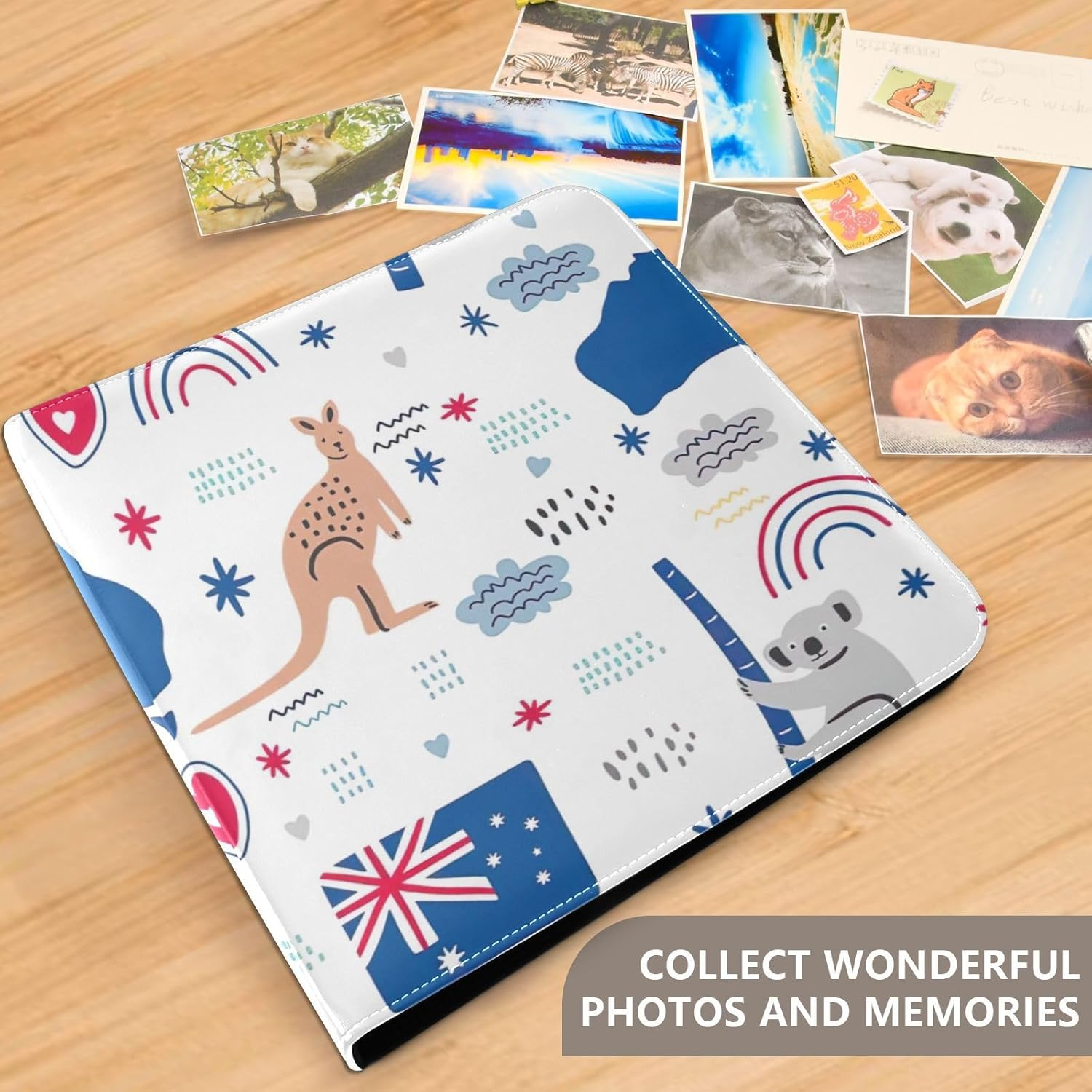 GAIGEO Australia Kangaroo Album Photo, DIY Photo Book Album, Leather, One Size, 20 Pages - America Flags Stars image number 7