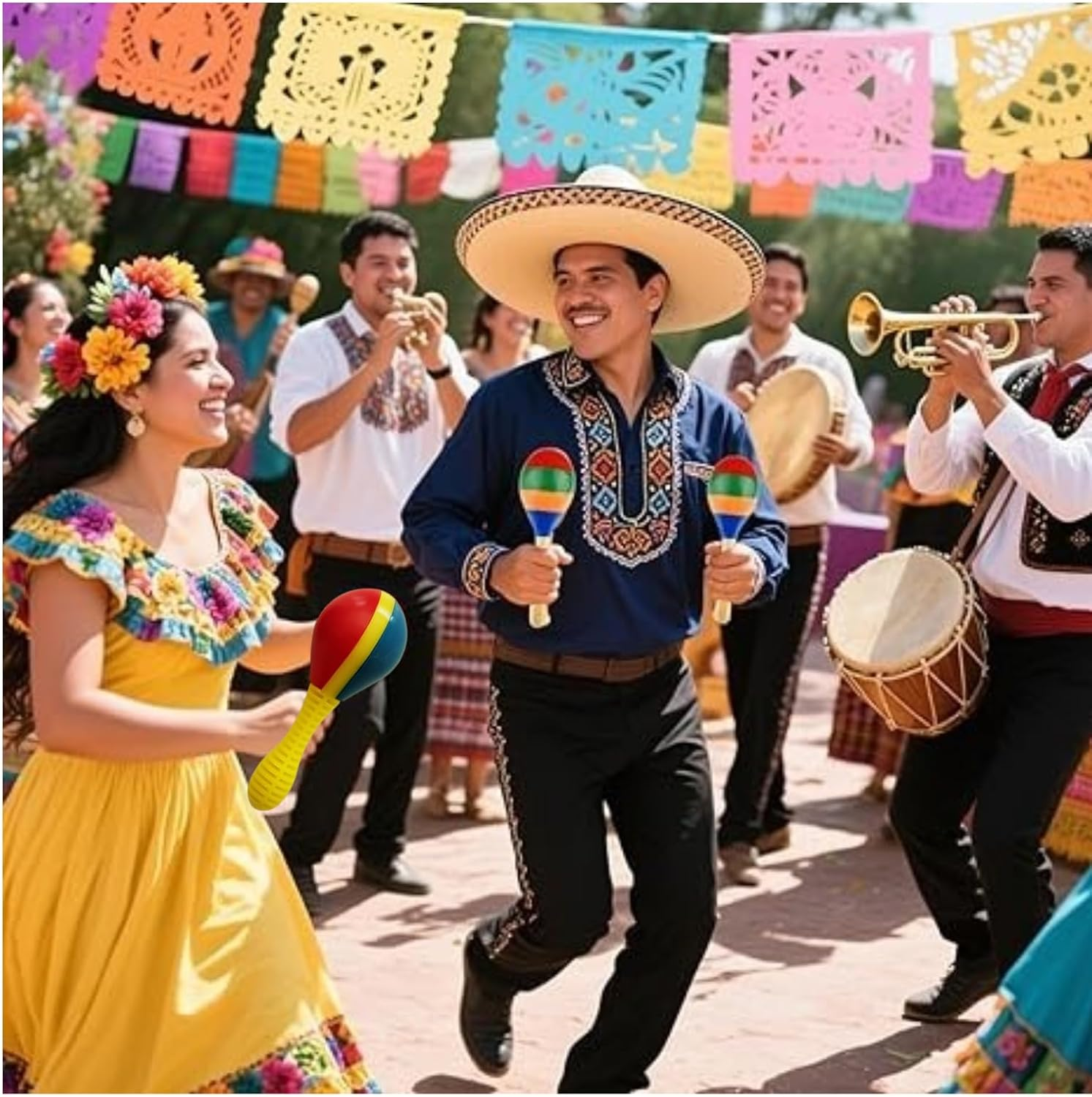 Kalione 2 Pcs Musical Hand Percussion Rattles, 12.5Cm Red and Blue Shakers with Non-Slip Handle, Party Instruments,For Adults Game Playing, Mexican Party Favors Supplies,Carnival Props image number 3