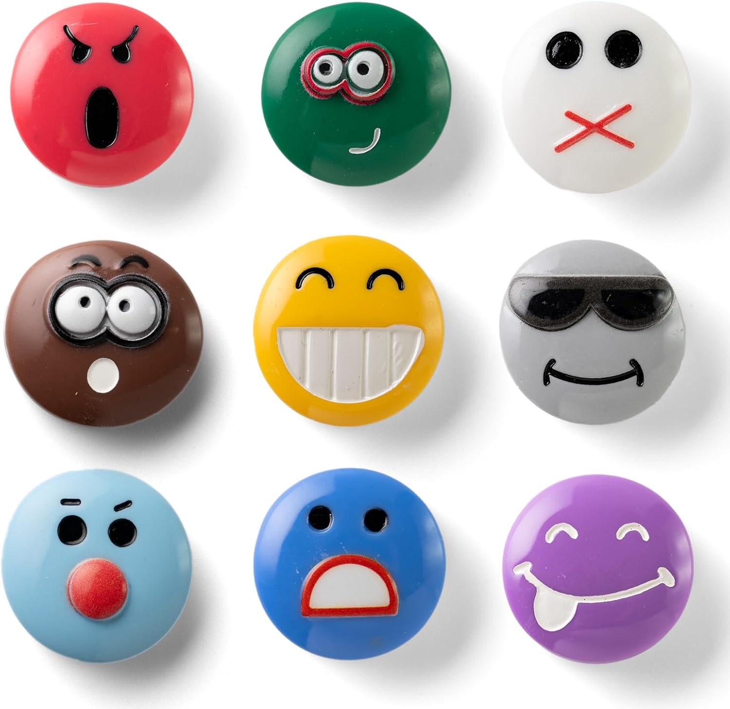 SUNURS 16 or 9-Pack 3D Emoji Fridge Magnets - Vibrant Resin Expressions with Strong Neodymium Magnets, Smooth Finish & Flat Back Design