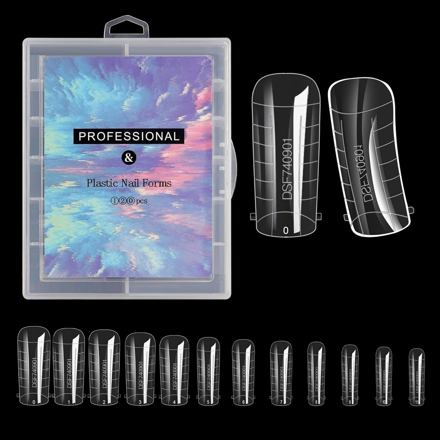 120Pcs Clear Nail Forms for Extension Reusable Full Cover Nail Mold W Scale Variety Sizes Transparent Nail Forms for UV Gel Acrylic Nail Art Salon Home Use 01 image number 4