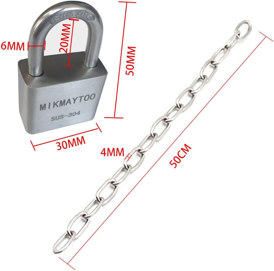 Bike Chain Lock, Gate Chain Lock, 304 Stainless Steel Materials. No Rust, Corrosion Resistance, Premium Case-Hardened Security for Motorcycles, Bike, Generator, Gates,Outdoor (20 INCH Chain Lock) image number 3