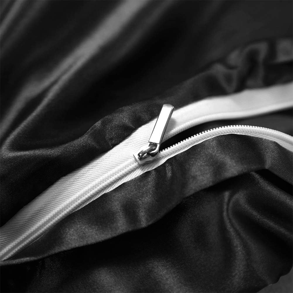 Aimay 3 Piece Duvet Cover Set (1 Duvet Cover + 2 Pillow Shams) Satin Silk Luxury 100% Super Soft Microfiber Bedding Collection (Queen,Black) image number 5