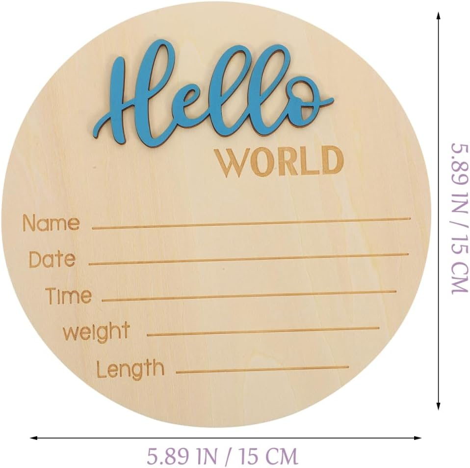 PRETYZOOM Baby Announcement Sign Wooden Newborn Name Signs Birth Announcement Sign Nursery Photo Props Baby Welcome Plaque