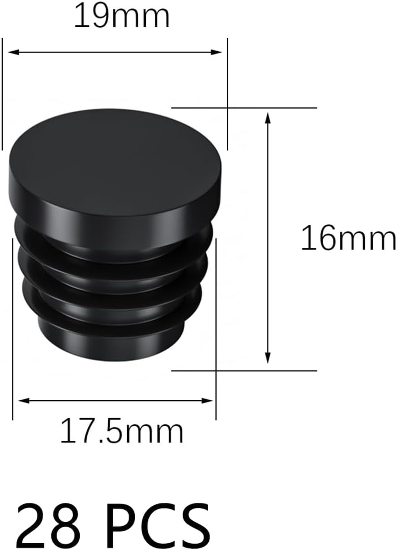 28 PCS Black round Tube Plastic Plugs End Caps (19Mm) image number 4