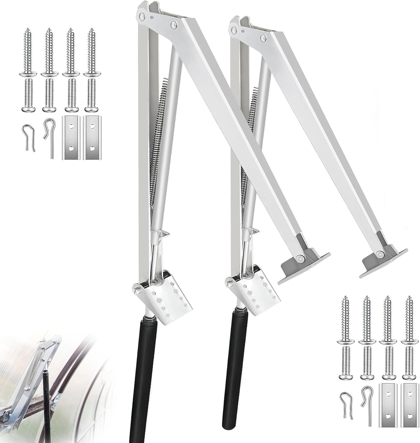 2 Pack Automatic Greenhouse Vent Opener,Solar-Powered Heat Sensitive Kit for Roof/Window,All Weatherproof,No Electricity Needed(Silver) image number 2