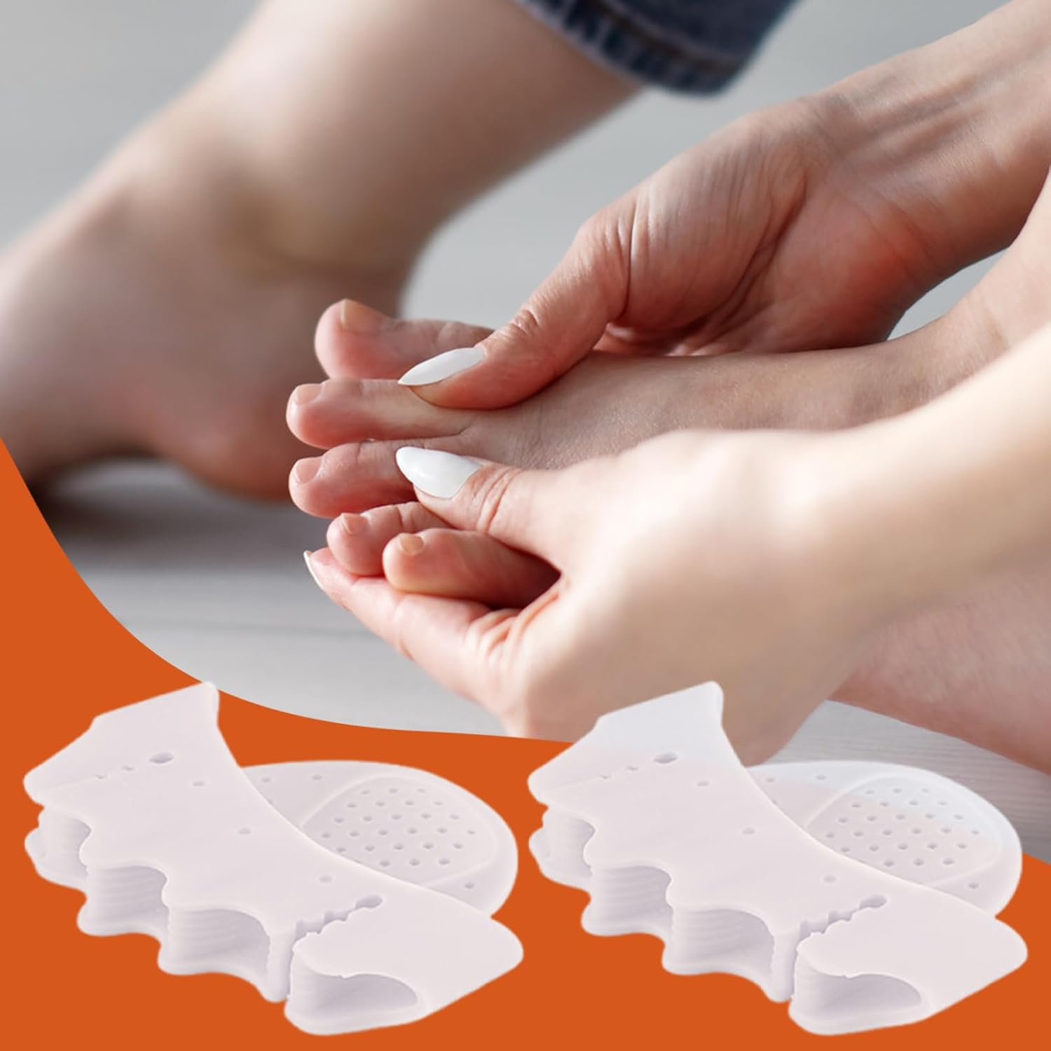 Toe Spreader | 2X Silicone Foot Toe Separators,Foot Corrector Cushion Forefoot Half-Size Pad for Yoga Exercise Daily Use High Heels Walking Home Dancing Pedicure Men Women - Transparent image number 6