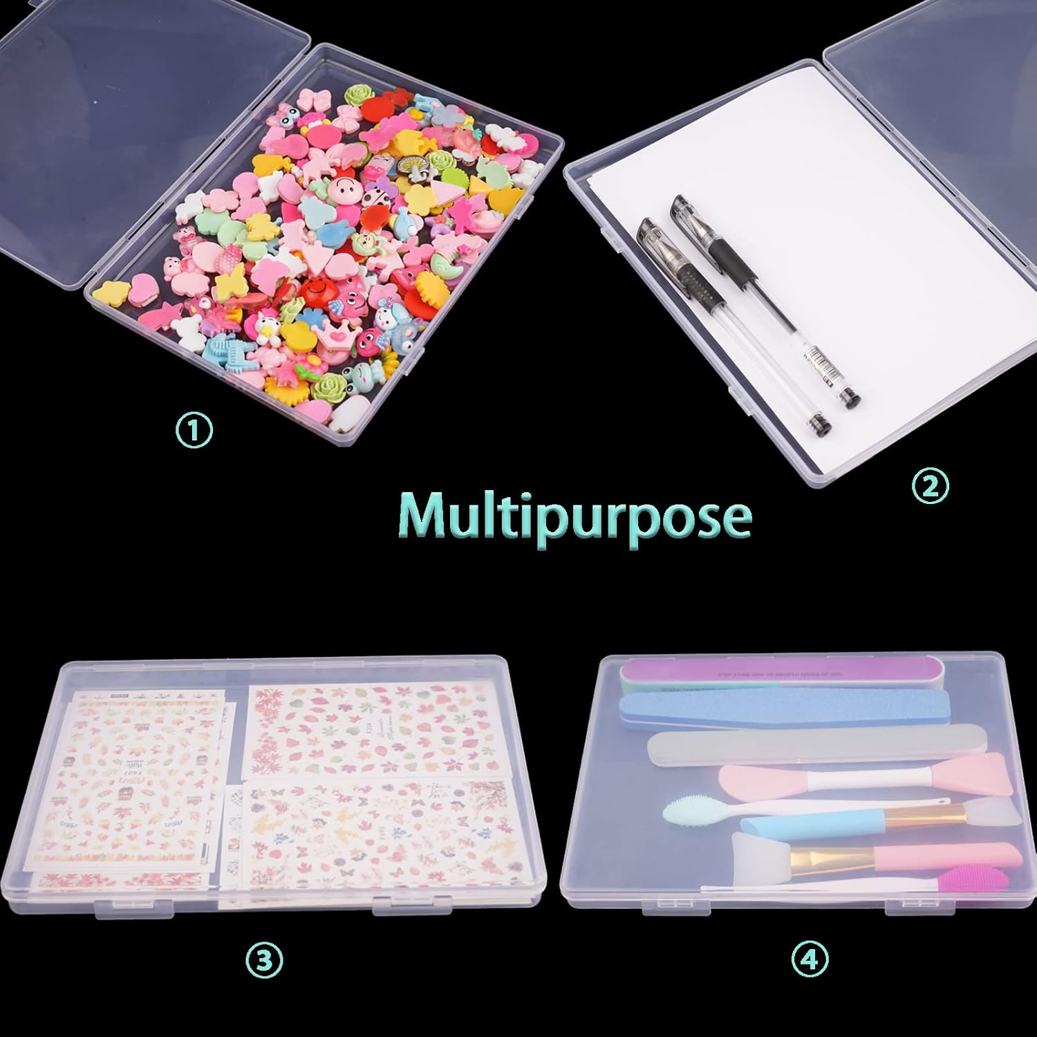 2PCS Press on Nail Organizer, Clear Press on Nail Storage Box Acrylic Nail Art Display Packaging Box Fake Nail Storage Case with Transparent Tape (Not Inlcuded Press on Nail) (8.9X6.5X0.7Inch) image number 4