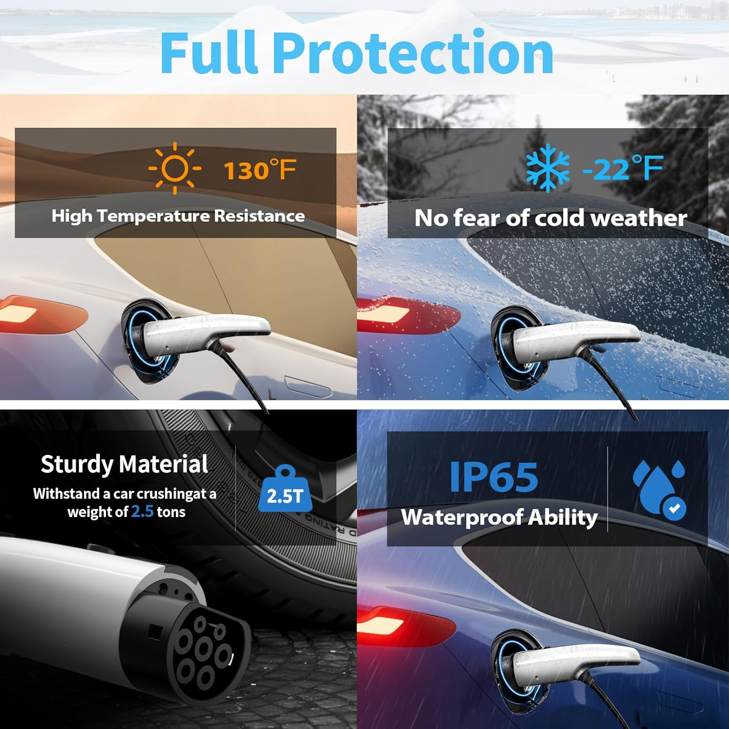 Type 2 EV Charger, 3.5KW, 5M Cable, Adjustable Current (8A-16A), Compatible with Tesla, BYD, MG, Volvo, Polestar and More (5M)