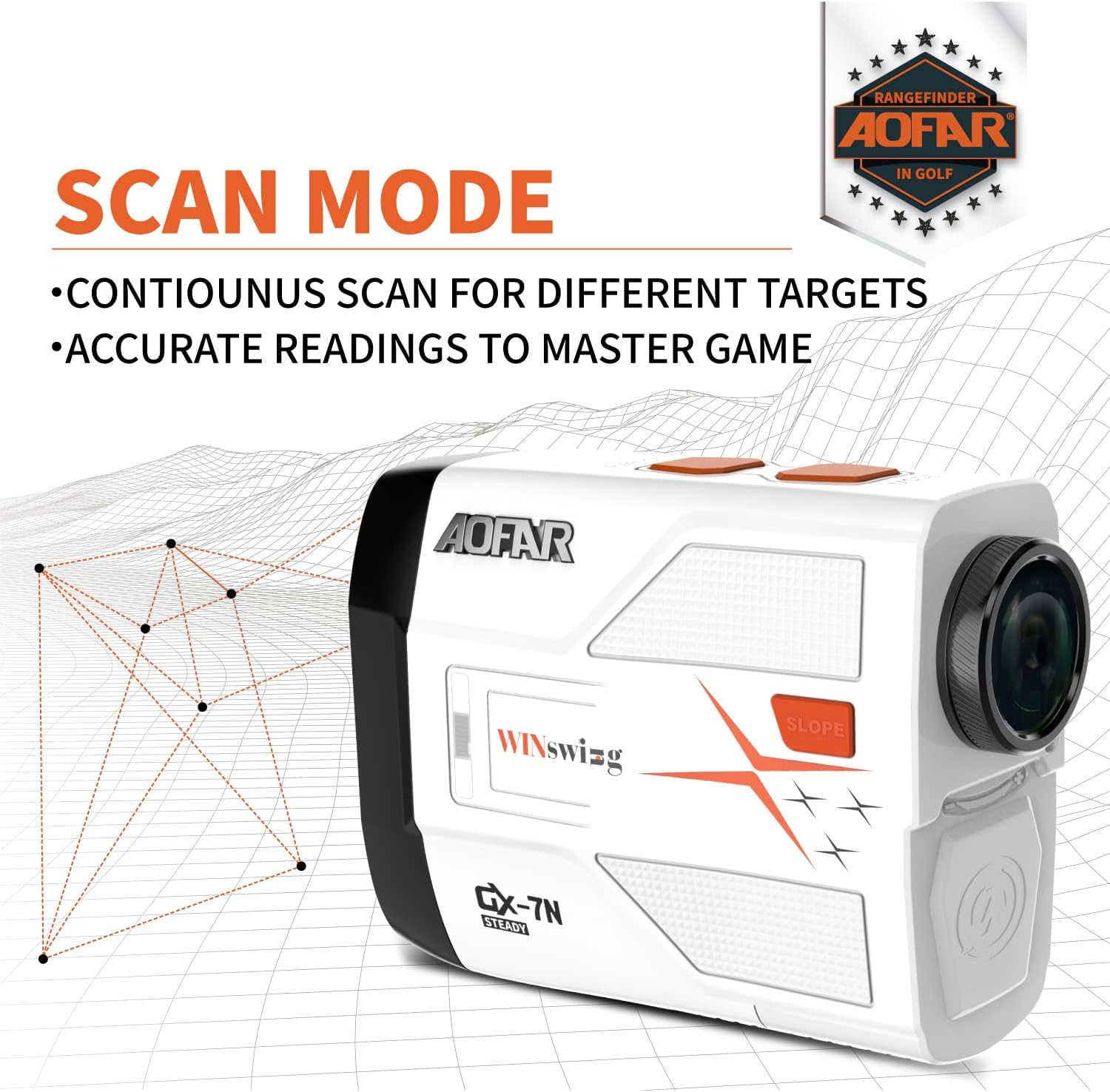 AOFAR GX-7N Golf Rangefinder with Continuous Scan, Slope and Angle Switch Button with Indicator, Flag-Lock with Pulse and Scan for Closer Target, 800 Yards, High-Precision, Waterproof for Tournament image number 3