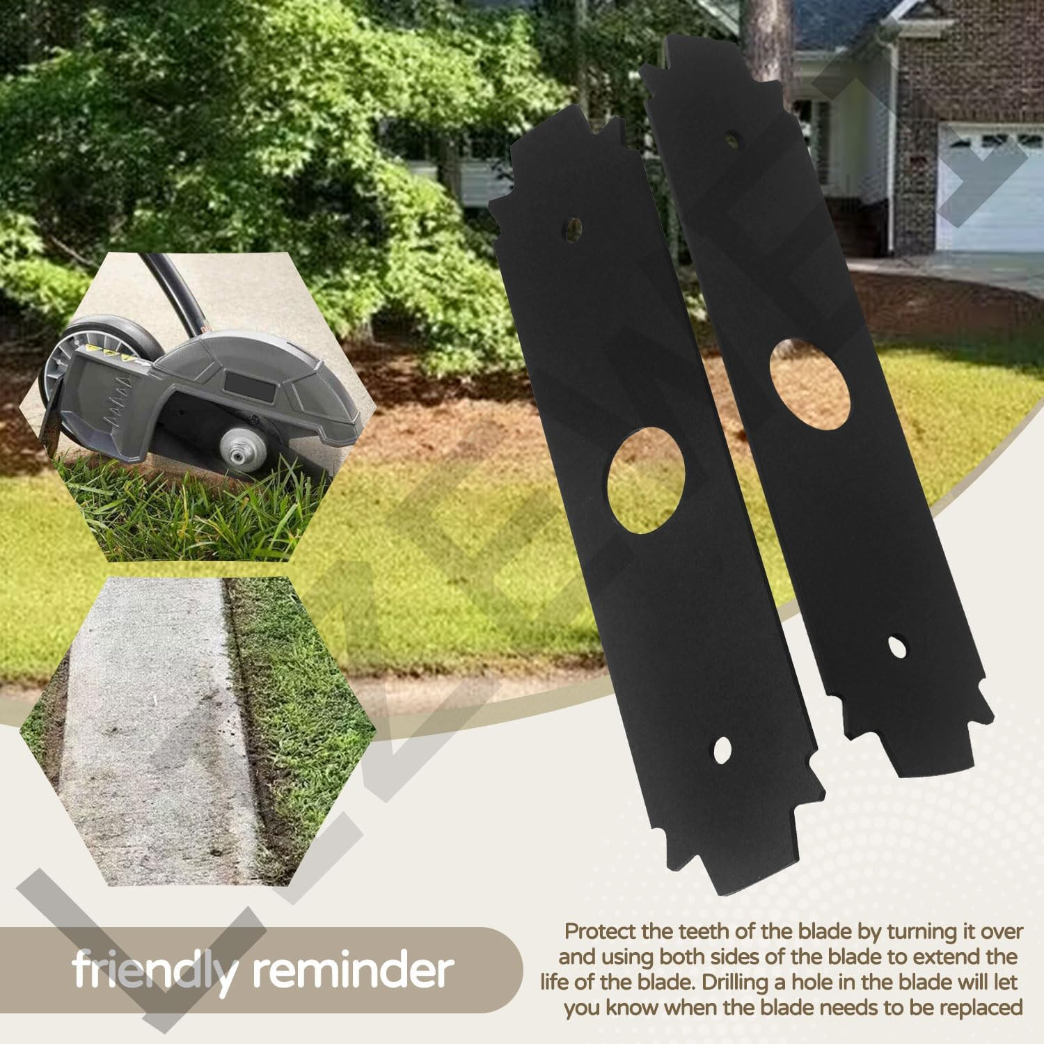 LIZEWEI 2-Pack AC04215 8" Reversible Heavy Duty Hardened Steel Edger Blade Expand-It - Compatible with Ryobi UT50500, UT15518, RY15518, RYEDG11, P2310 and P2300B Heavy Duty Edger (818-928) image number 5