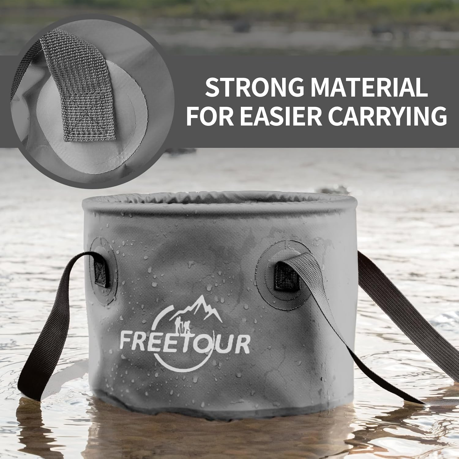 Baiao Water Storage Collapsible Bucket 5 Gallon Bucket, Portable Collapsible Bucket with Handle, Folding Water Container for Fishing Camping Beach Hiking Home Travel Car Washing(20L) (Grey) image number 1