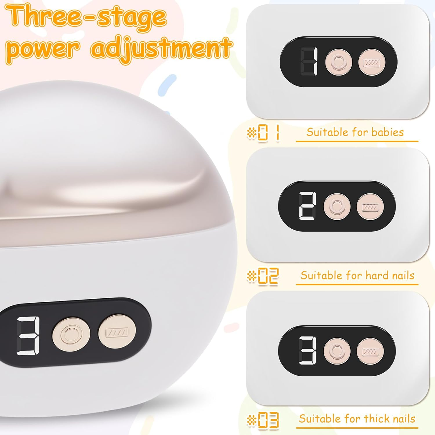 Electric Nail Clippers for Seniors Toes, Upgrade Automatic Nail Trimmer, Rechargeable Electric Nail Cutter with LED Light and Clipping Storage, Safe and Painless for Baby Senior Adult image number 3