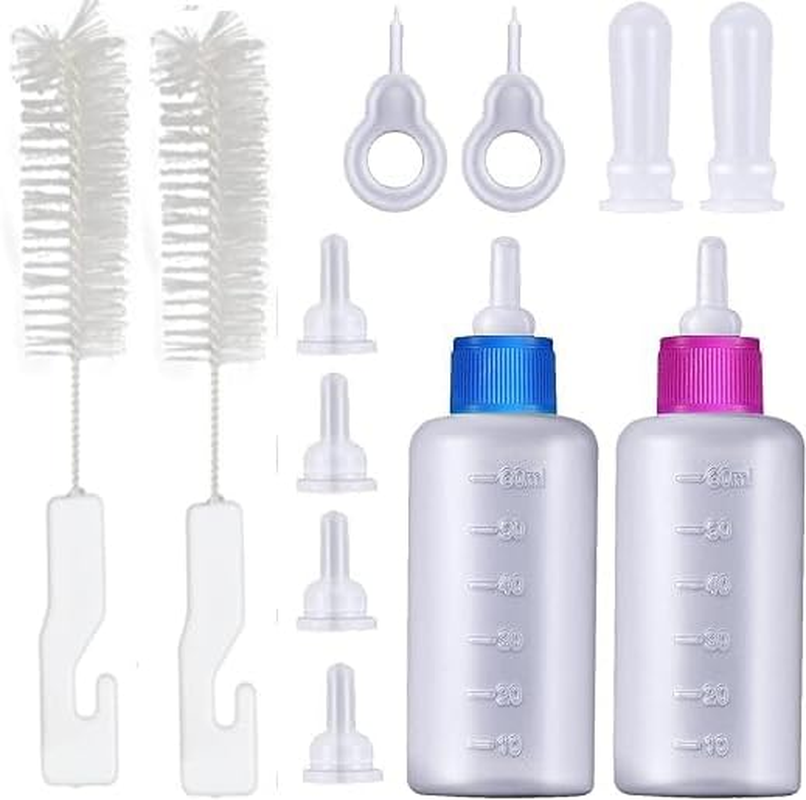 14 Pieces Pet Feeding Bottle Kit Kitten Bottles Kitten Milk Replacer Puppy Milk Feeder with Replacement Nipples Puppy Feeding Bottles for Small Animals Newborn Dog and Cat Nursing Supplies image number 4