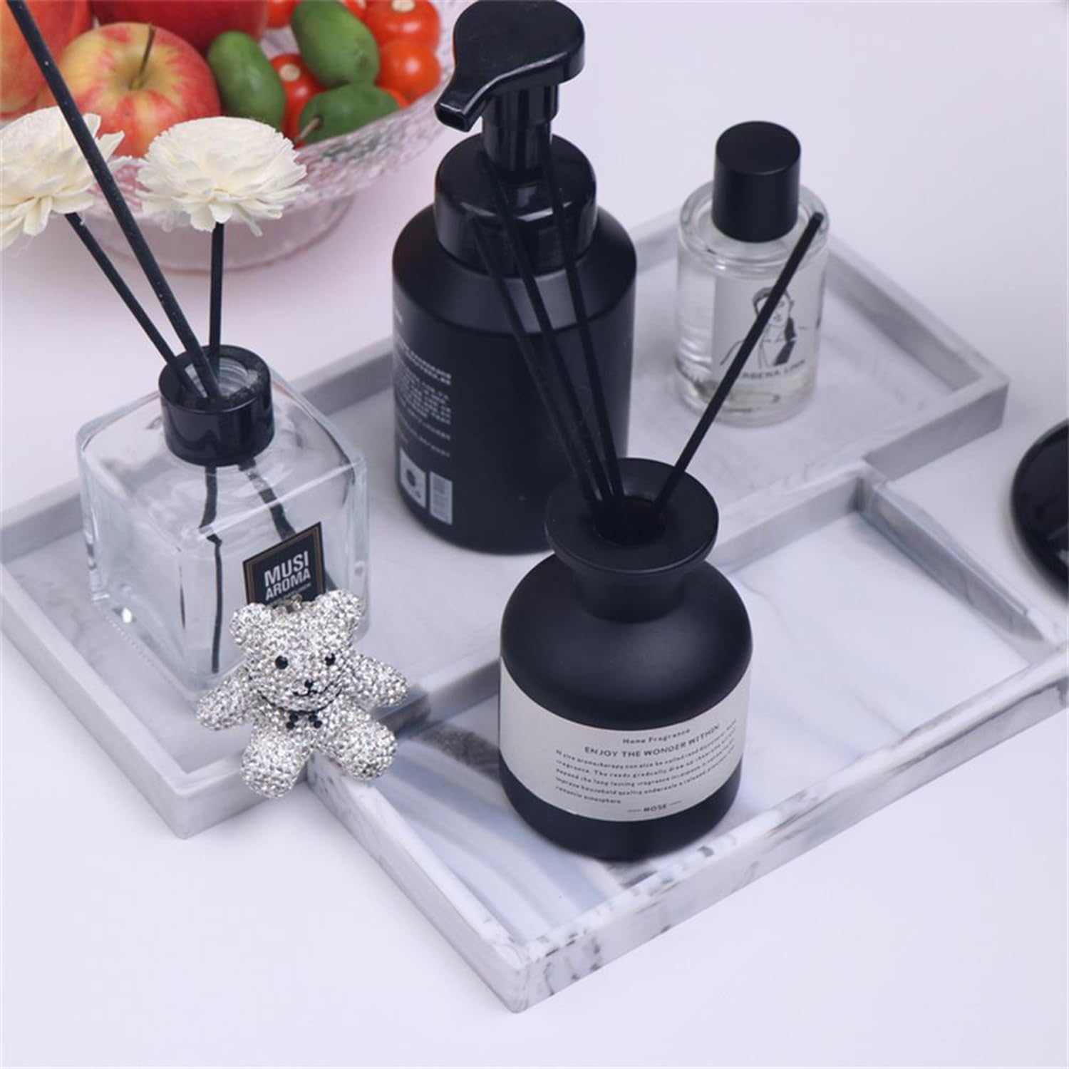 2 Pcs Aromatherapy Tray Thick Silicone Bathroom Vanity Tray Durable Rectangular Soap Dish for Countertop, Kitchen Sink Ideal for Jewelry, Cosmetics, Candles, Perfumes & Shampoo (White)