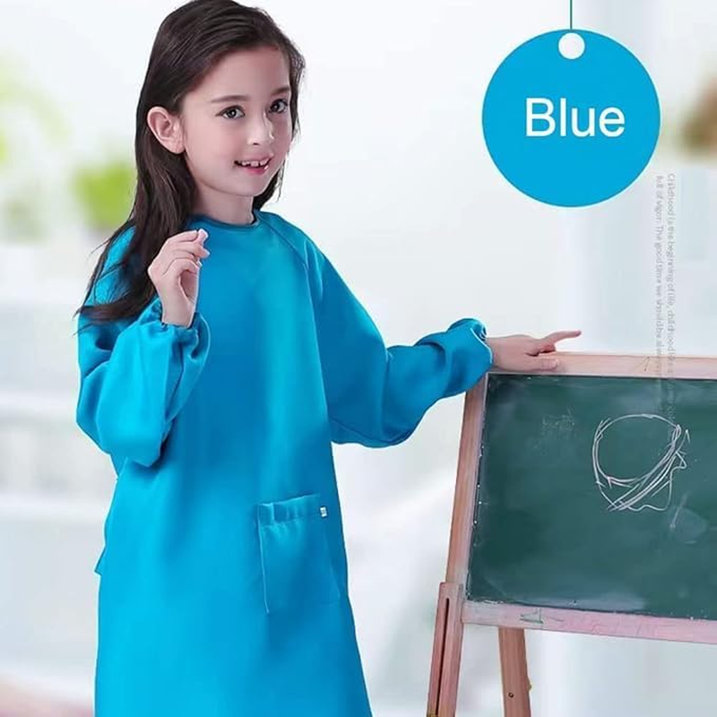 Waterproof Art Smock Long Sleeve with Pocket - Artist Painting Apron for Ages 8-14, Durable Kitchen Cooking Apron for Children, Full Coverage Protective Wear image number 5