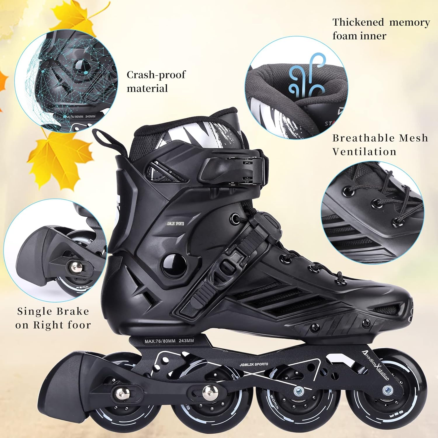 Inline Skates, High Performance Outdoor Fitness Inline Skates for Women Men Adult image number 5